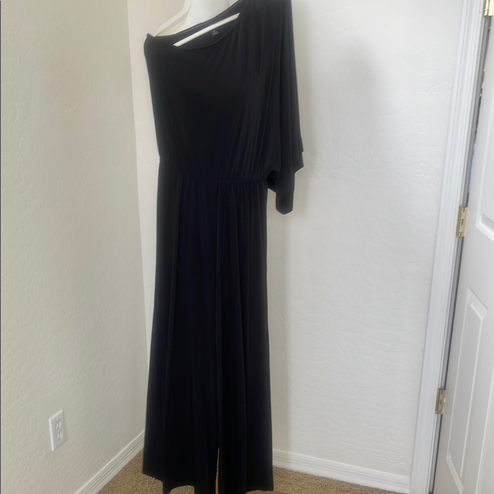 Black Asymmetrical One Shoulder Jumpsuit